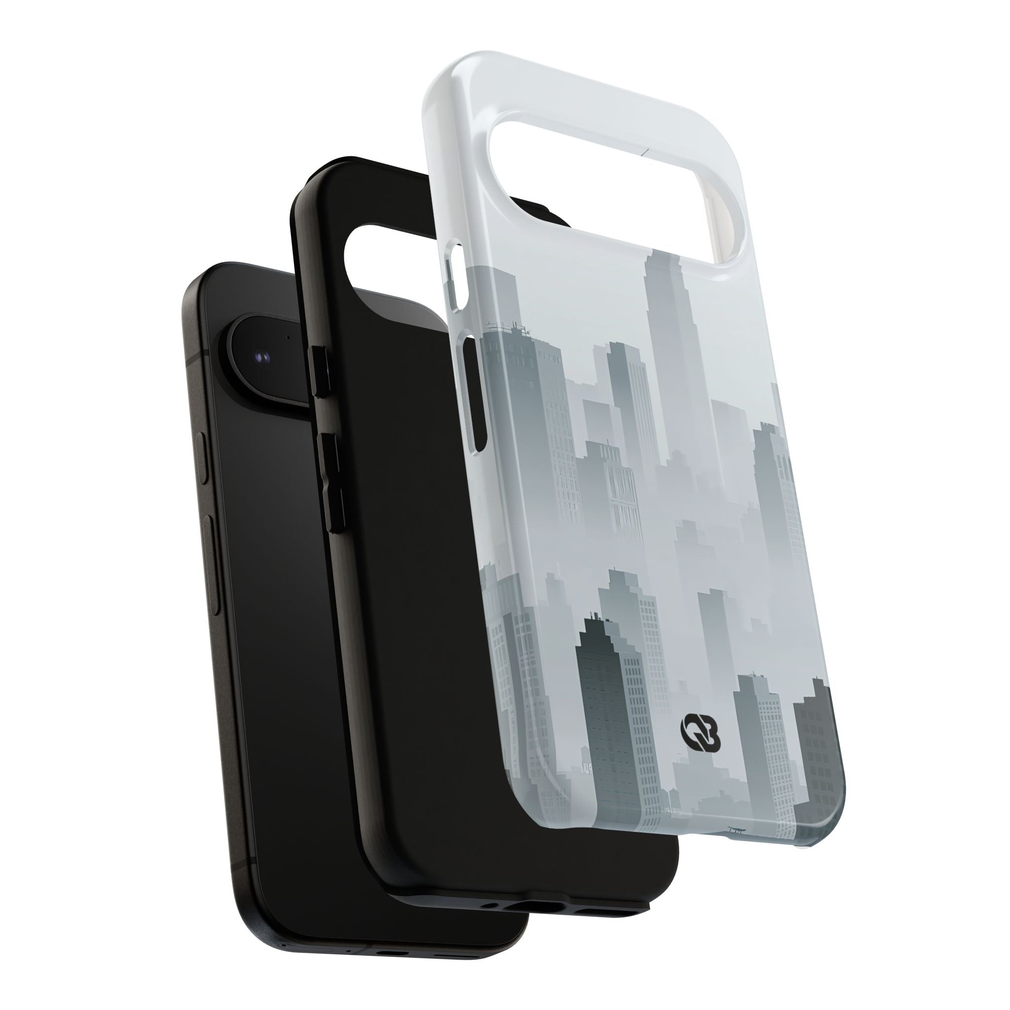 Grey Tough Phone Case for Google Pixel - Steel Mist Skyline