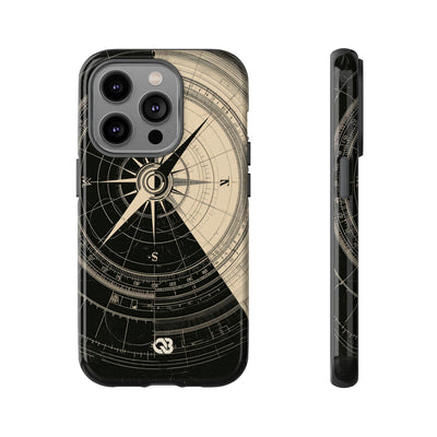 Beige Tough Phone Case for iPhone - Obsidian Nautical Blueprint