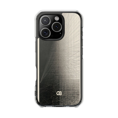 Beige Impact MagSafe Phone Case for iPhone - Brutalist Graphite Grid