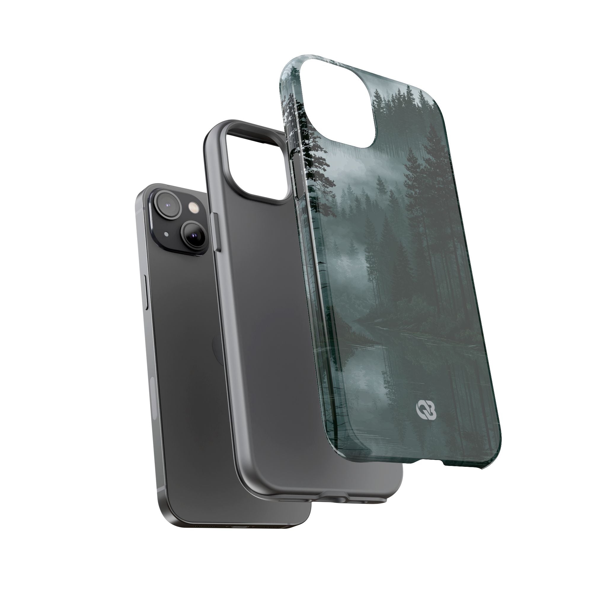 Green Tough Phone Case for iPhone - Misty Evergreen Mirror