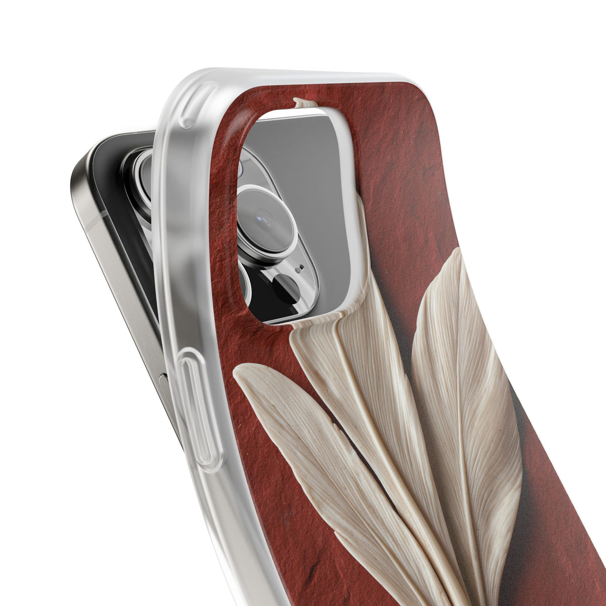Carved Ivory Plume · Lite Phone Case for iPhone ·  Red