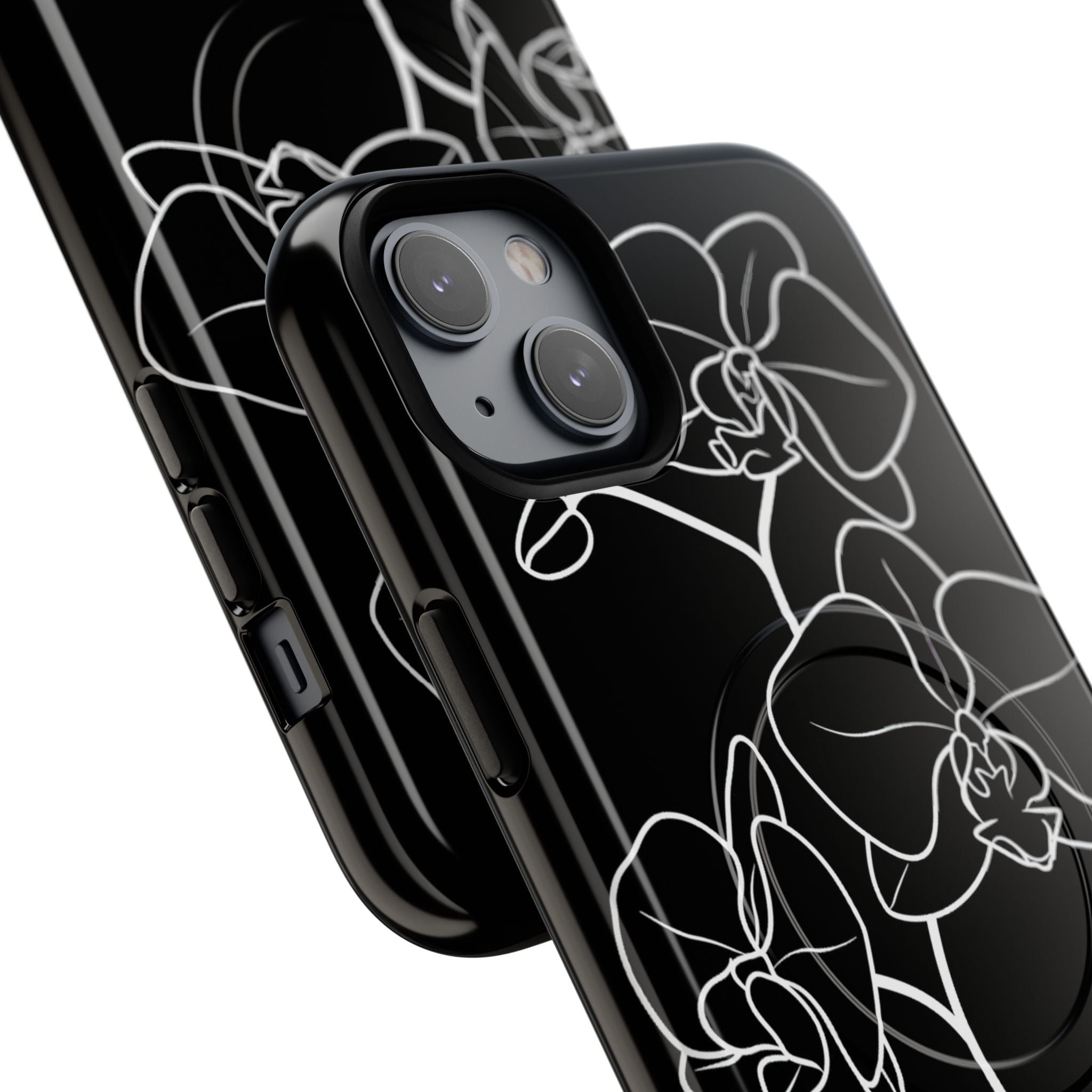 Black Tough 2.0 Magsafe Phone Case for iPhone - Noir Alabaster Orchid