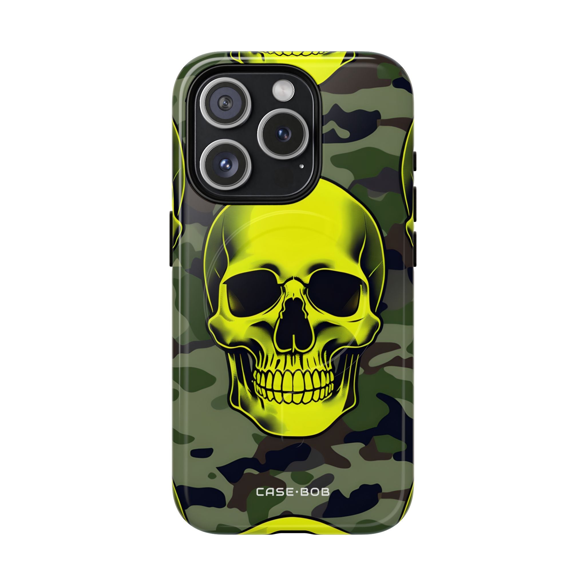Neon Schädel Camo iPhone 15 Pro Case - Tough+
