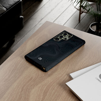 Black Tough Phone Case for Samsung - Obsidian Ridge Topo