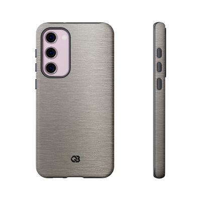 Grey Tough Phone Case for Samsung - Brushed Nickel Linen