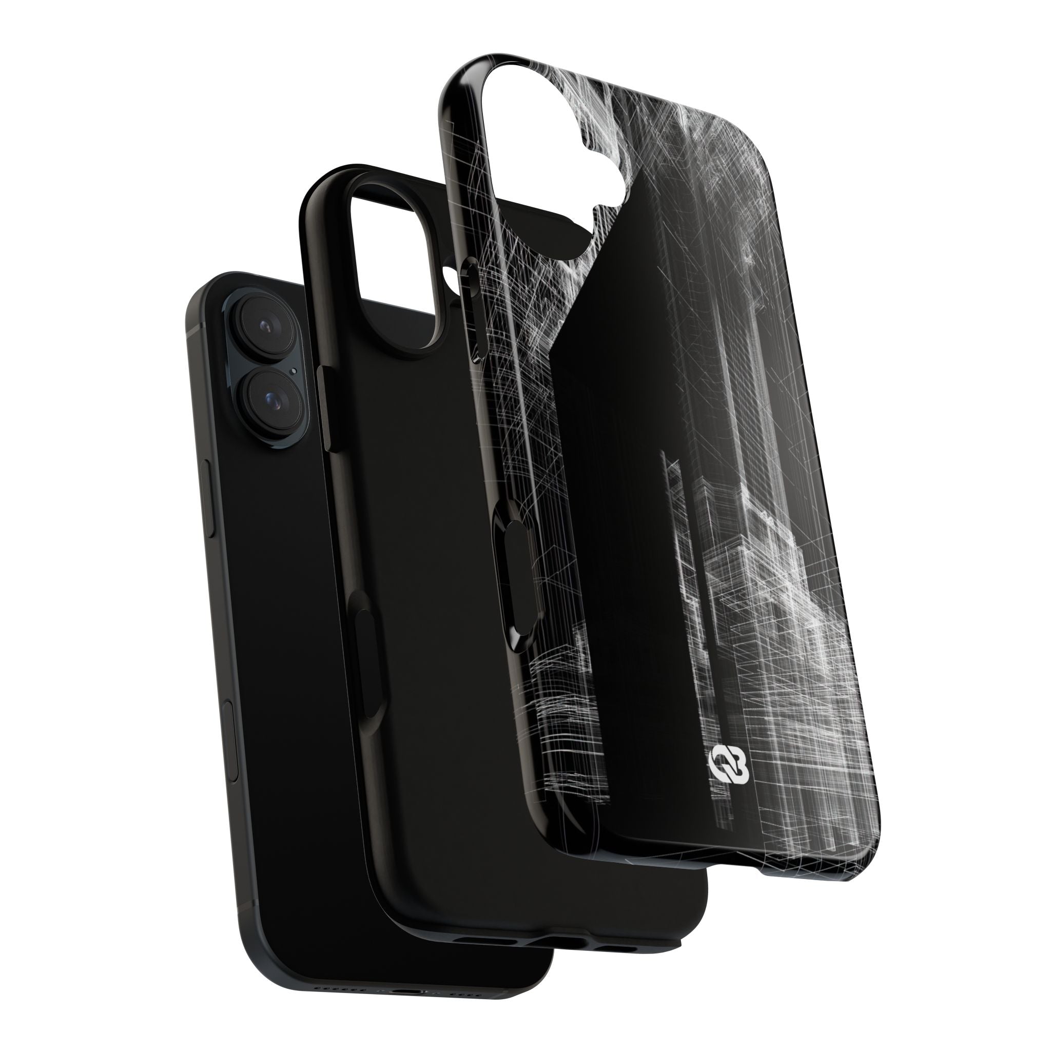 Black Tough Phone Case for iPhone - Ghost Urban Wireframe