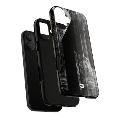 Black Tough Phone Case for iPhone - Ghost Urban Wireframe