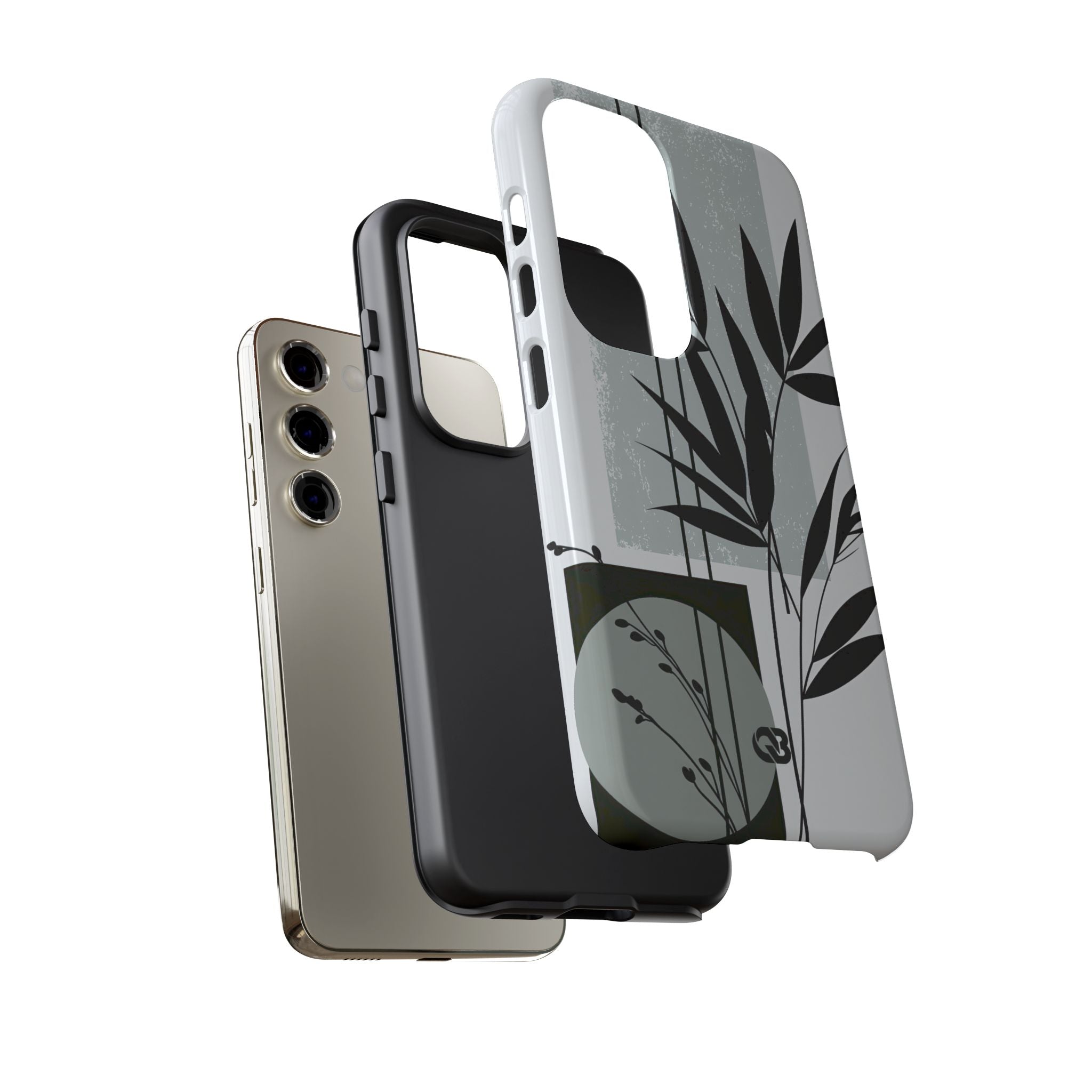 Grey Tough Phone Case for Samsung - Sage Bamboo Noir