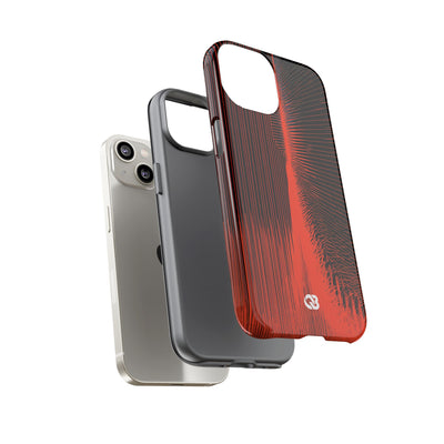 Red Tough Phone Case for iPhone - Crimson Frequency Pulse