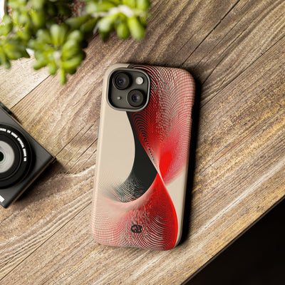 Red Tough Phone Case for iPhone - Scarlet Wireframe Helix