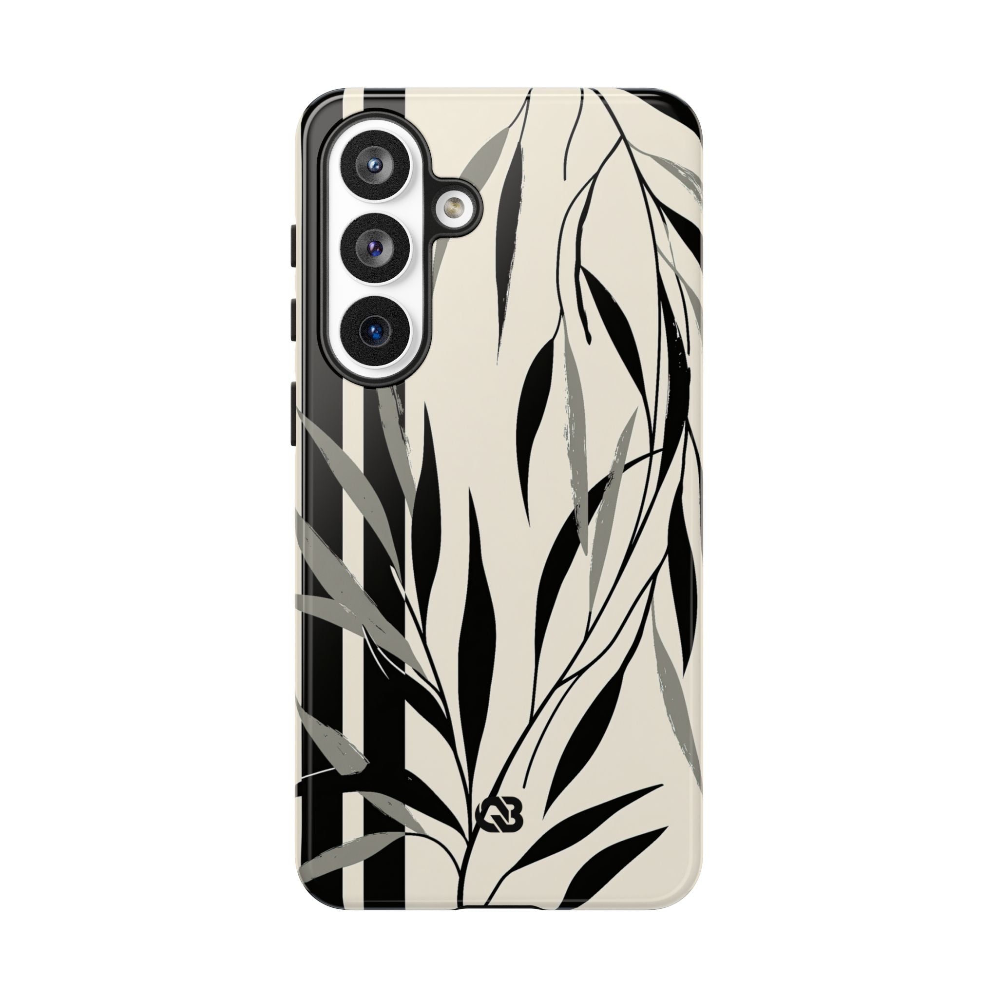 Beige Tough Phone Case for Samsung - Soot Leaf Sketch