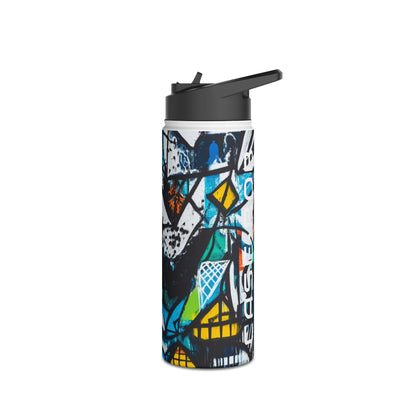Bold Shapes Blue - Stainless Steel Water Bottle