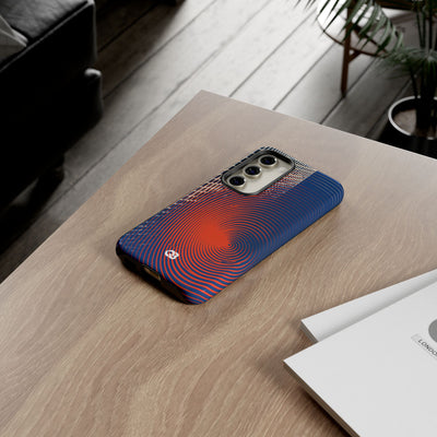 Blue Tough Phone Case for Samsung - Orange Orbit Grid