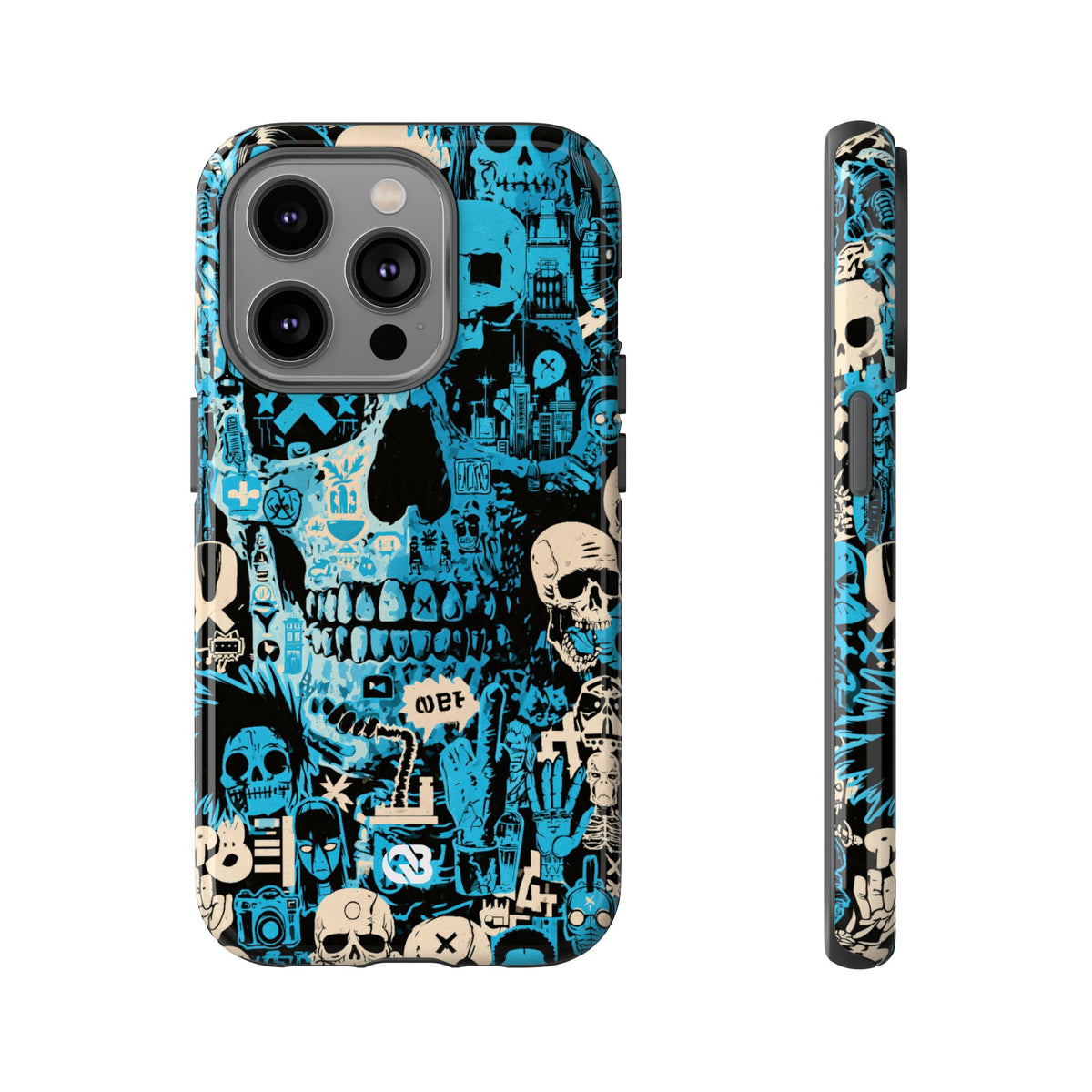 Electric Skull Graffiti · Tough Phone Case for iPhone · Blue