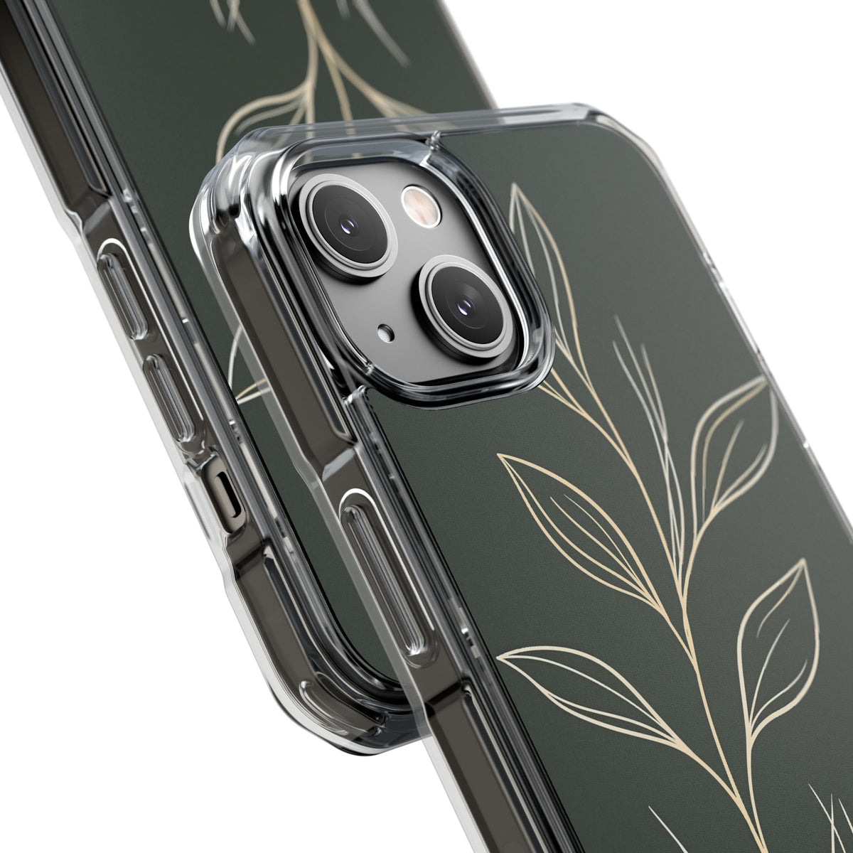 Minimal Botanical Stem · Clear Impact Magnetic Phone Case for iPhone ·  Green