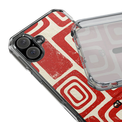 Vermilion Block Motif · Clear Impact Magnetic Phone Case for iPhone · Red