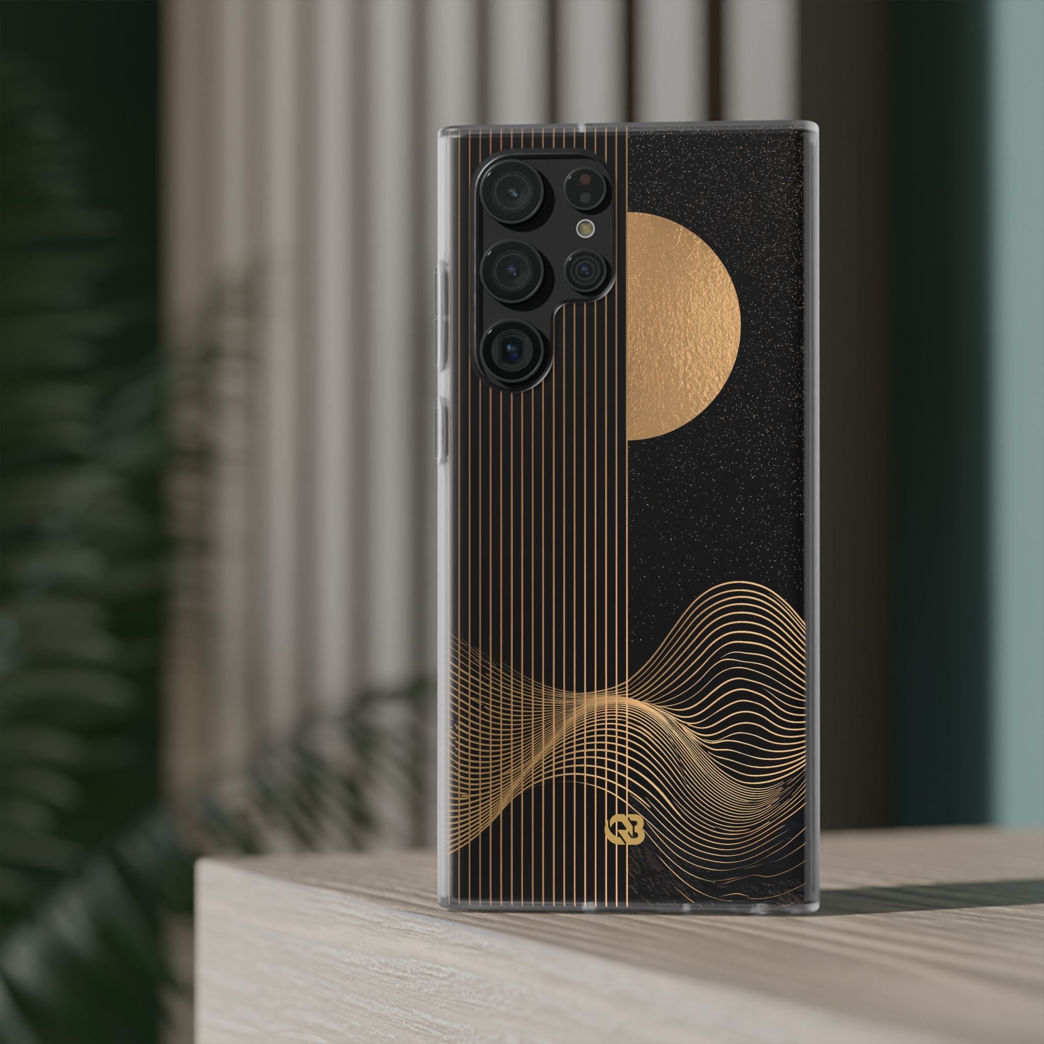 Gold Lite Phone Case for Samsung - Gilded Obsidian Dunes