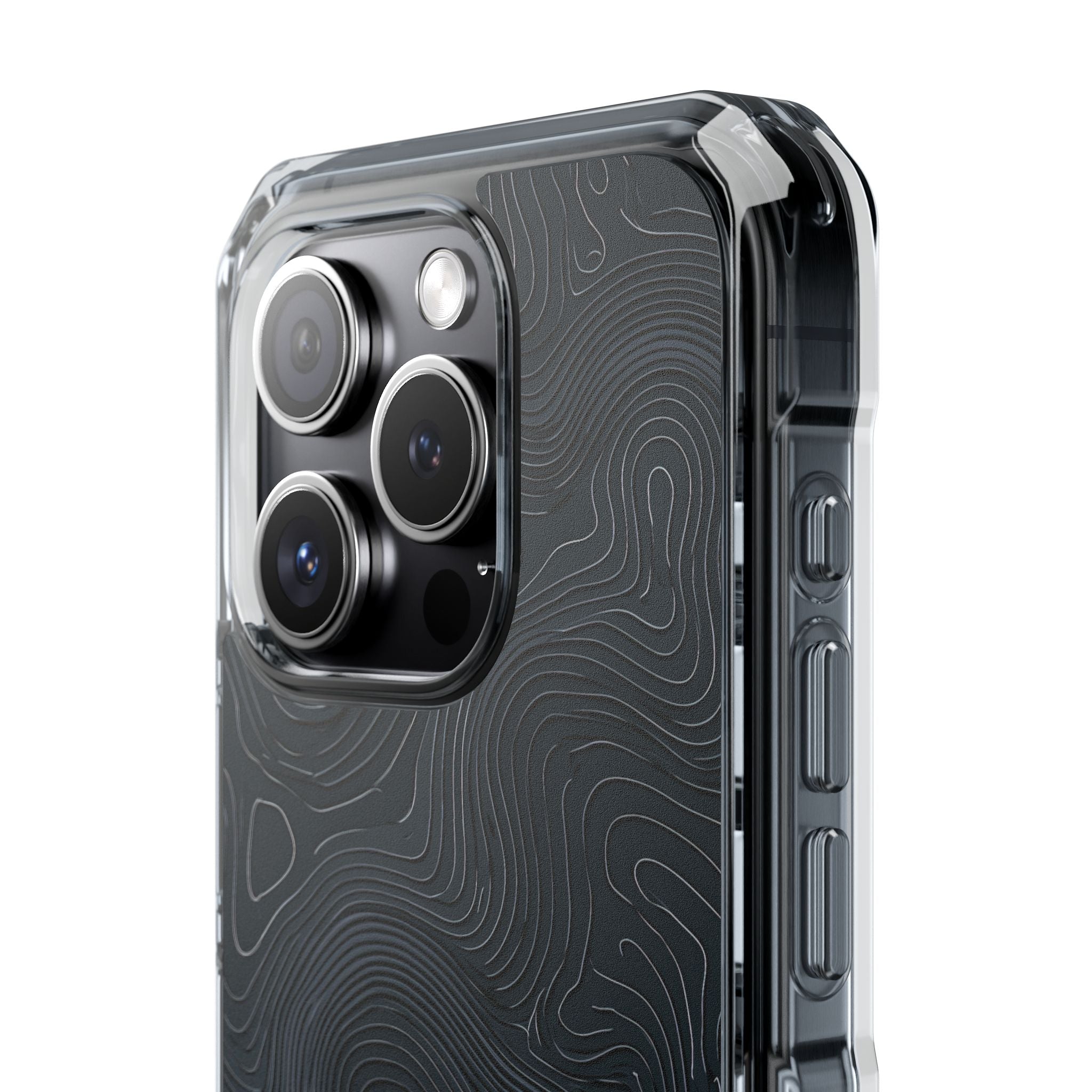 Black Impact MagSafe Phone Case for iPhone - Obsidian Ridge Topo