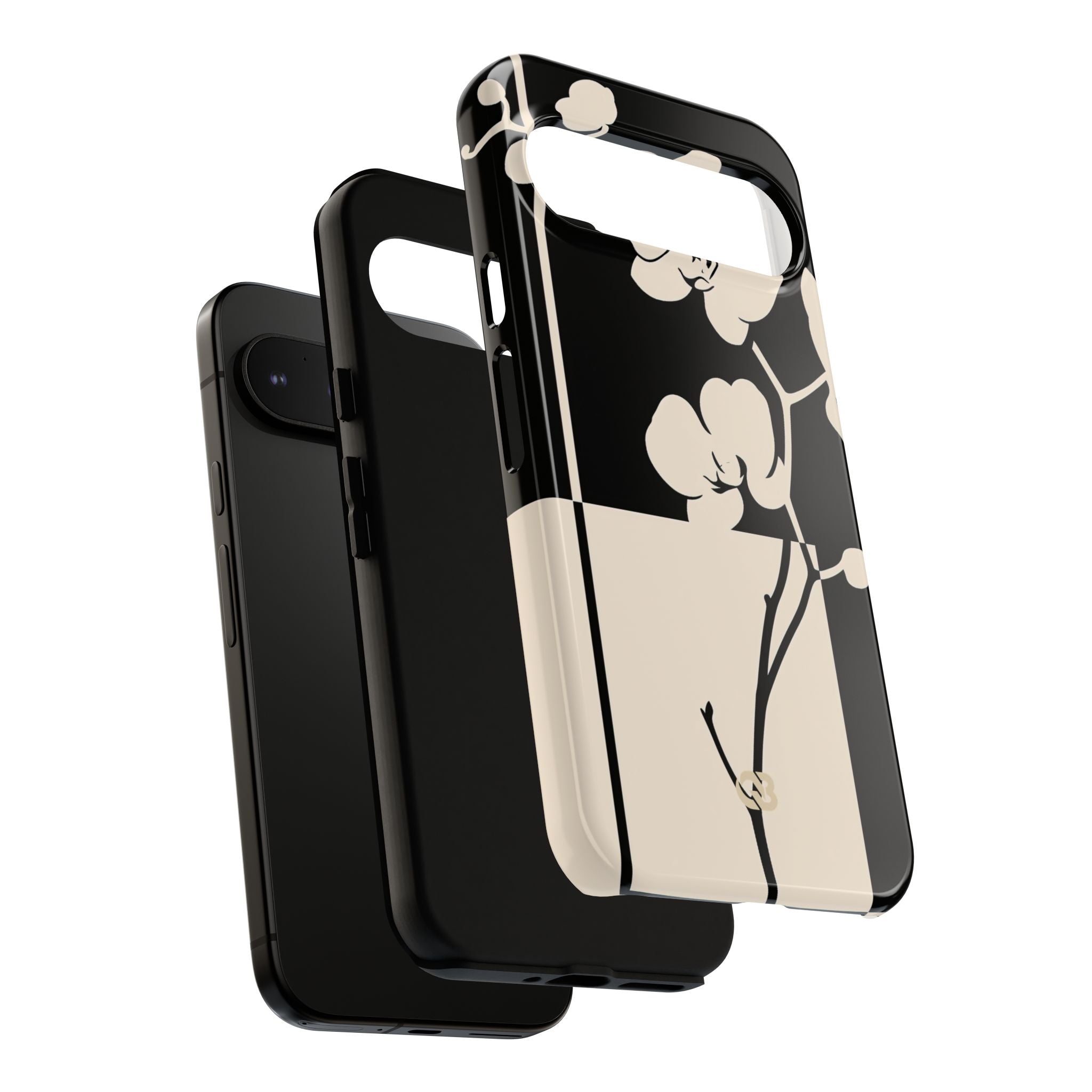 Beige Tough Phone Case for Google Pixel - Nocturnal Orchid Frame