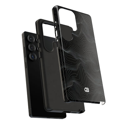 Black Tough Phone Case for Samsung - Obsidian Topo Wireframe