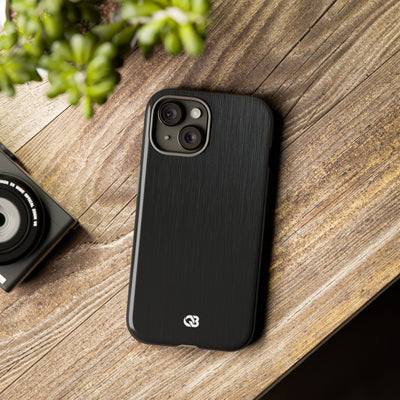 Black Tough Phone Case for iPhone - Brushed Obsidian Slate