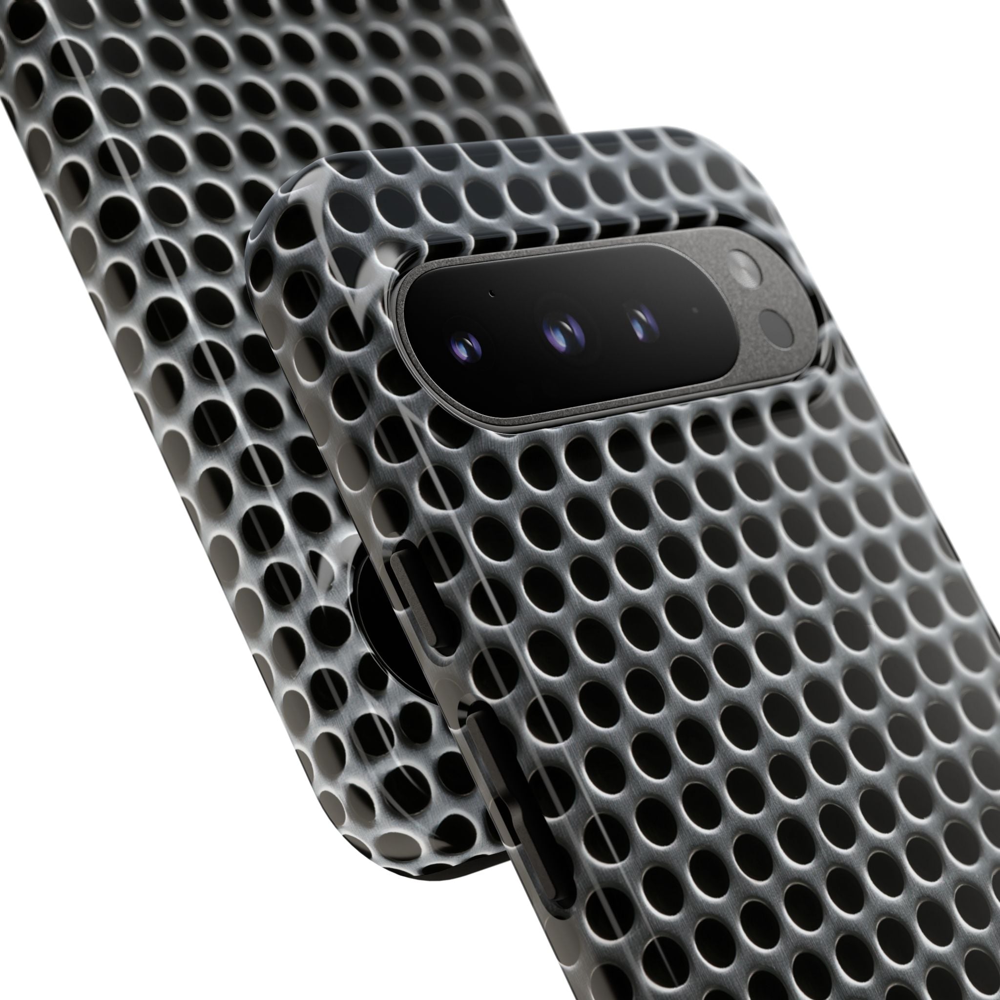 Silver Tough Phone Case for Google Pixel - Brutalist Steel Mesh