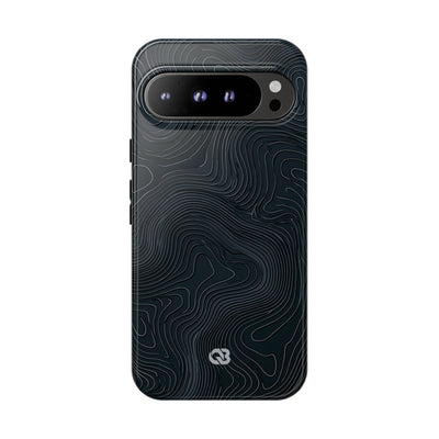 Black Tough Phone Case for Google Pixel - Obsidian Ridge Topo