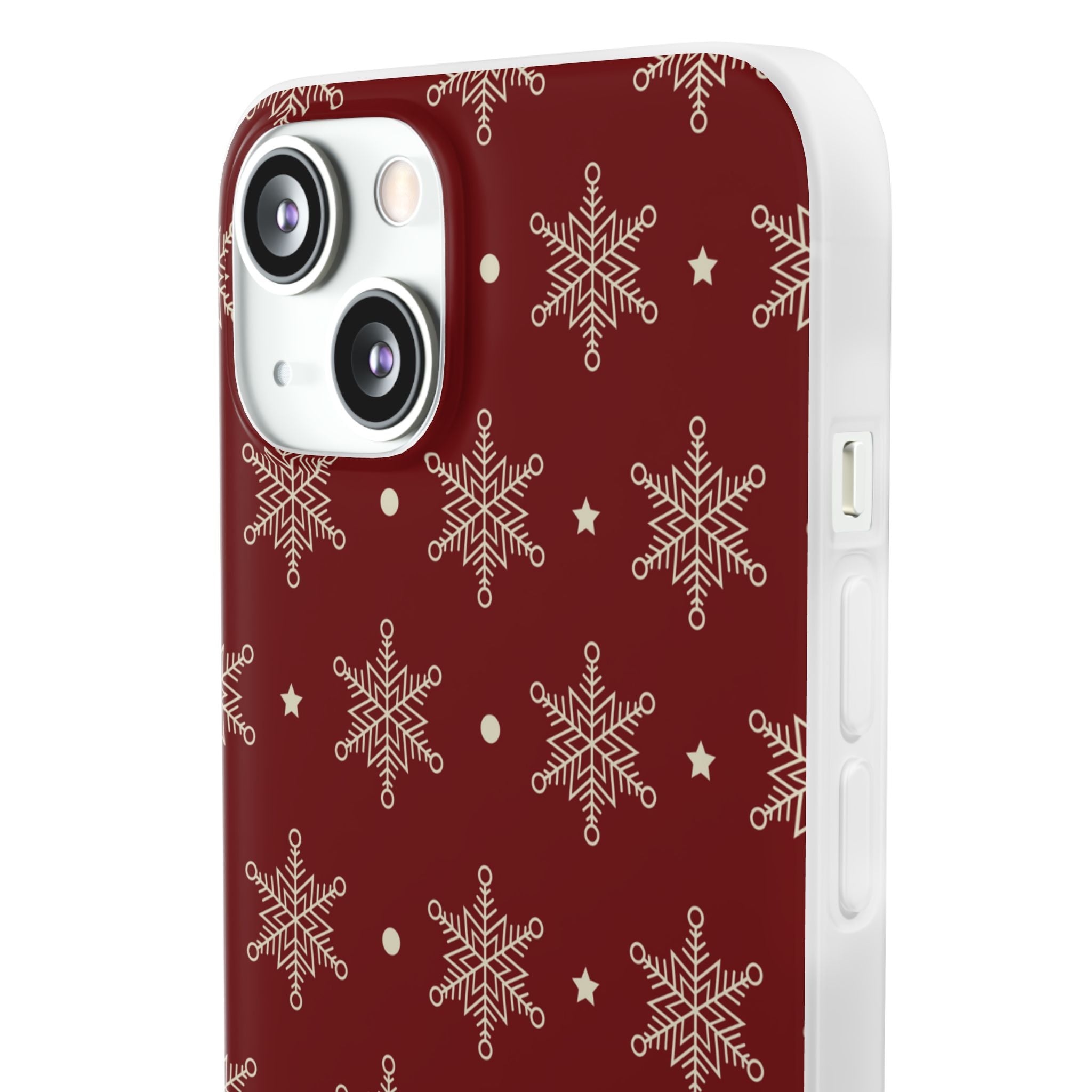 Cream Snowflake Crimson iPhone 13 - Soft