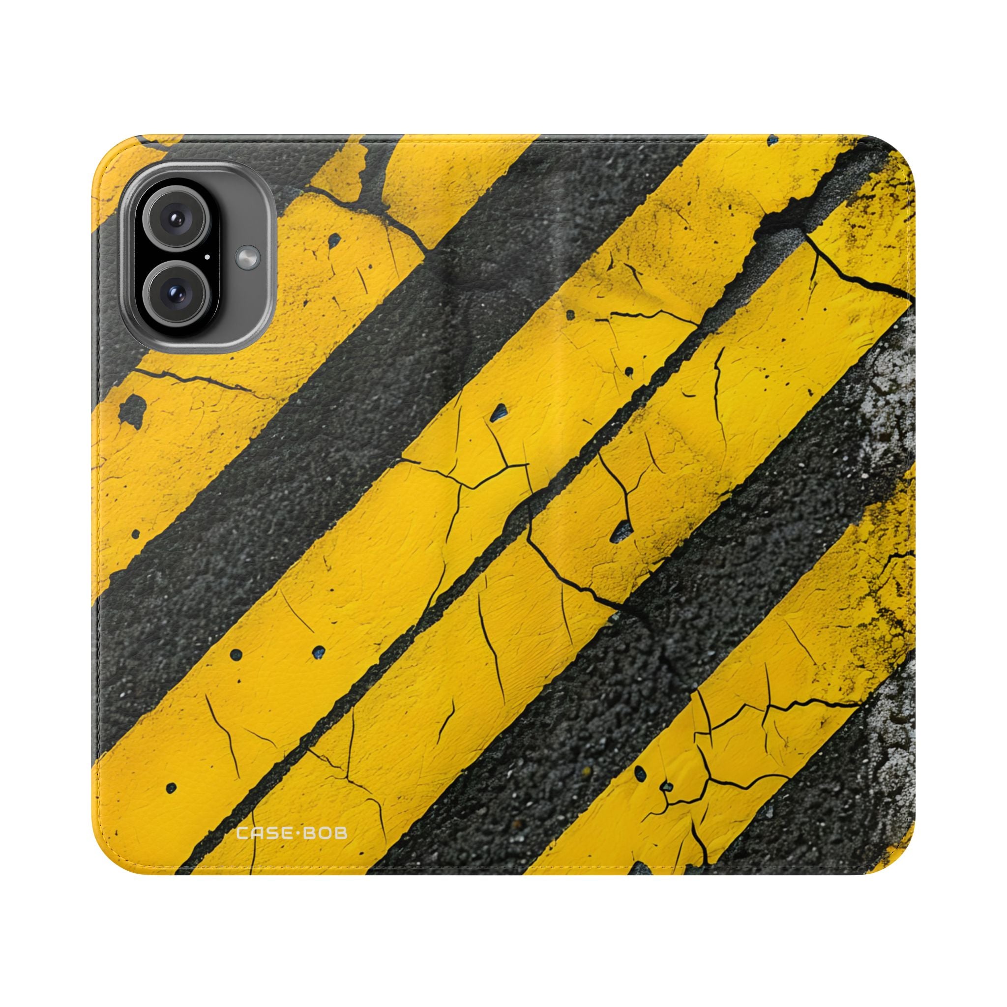 Yellow Stripes Distress - iPhone 16 Plus Case - Wallet