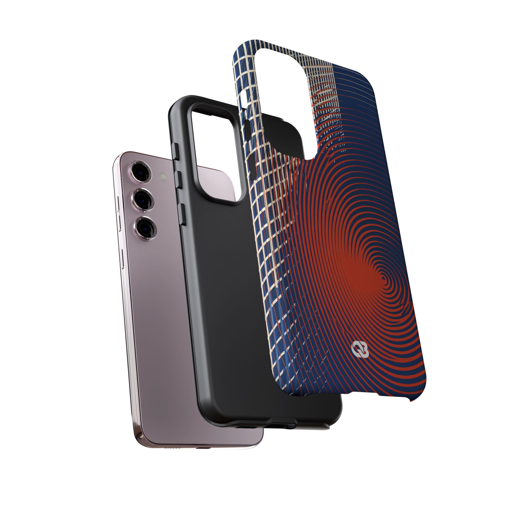 Blue Tough Phone Case for Samsung - Orange Orbit Grid