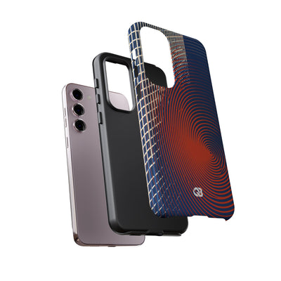 Blue Tough Phone Case for Samsung - Orange Orbit Grid