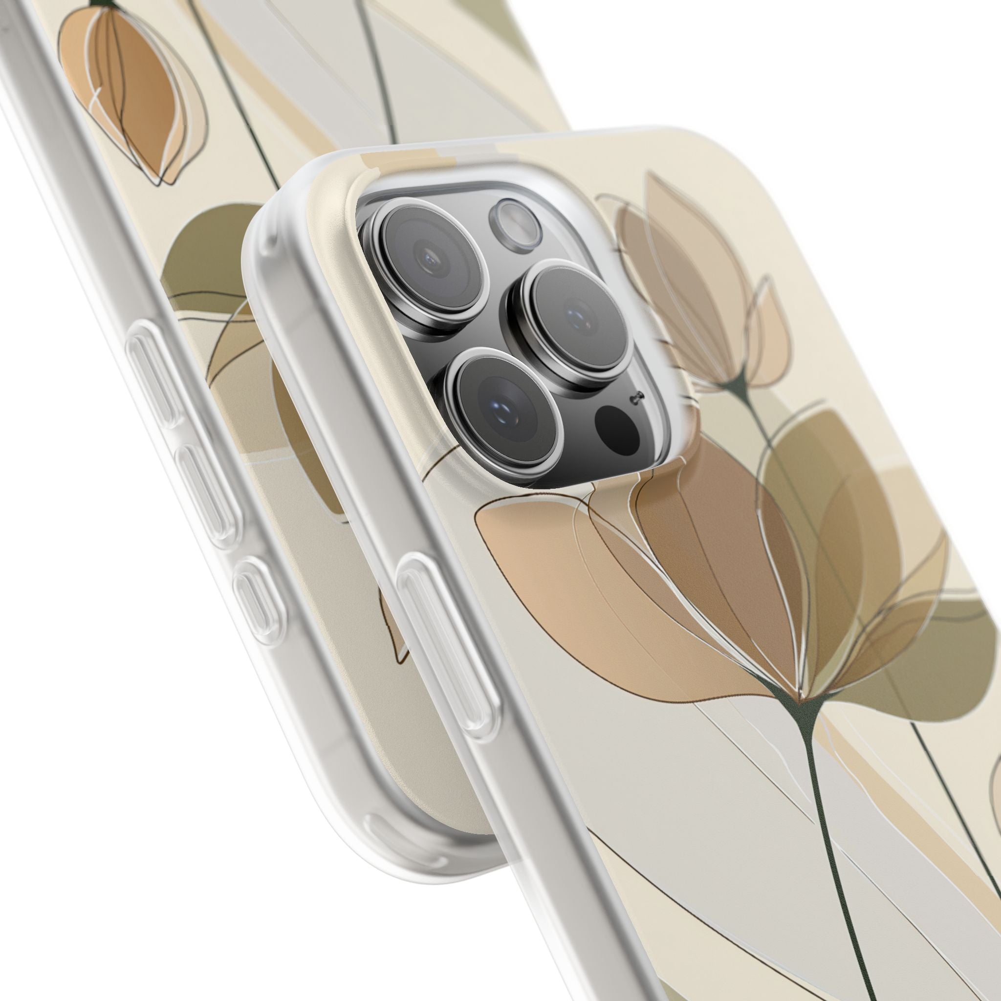 Beige Lite Phone Case for iPhone - Muted Ochre Petals