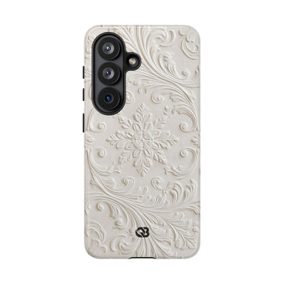 Ivory Baroque Relief · Tough Phone Case for Samsung · White