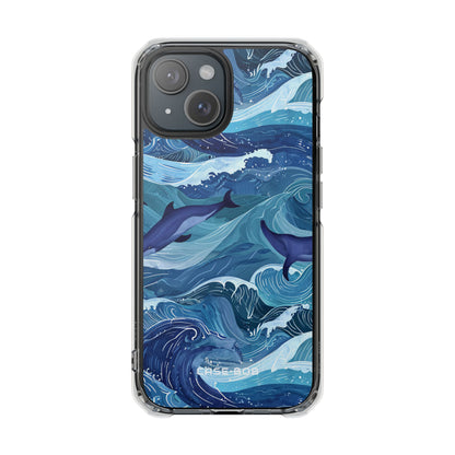 Dolphin Swirl Navy iPhone 15 Case - Impact
