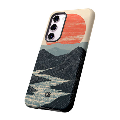Beige Tough Phone Case for Samsung - Crimson Ridge Flow