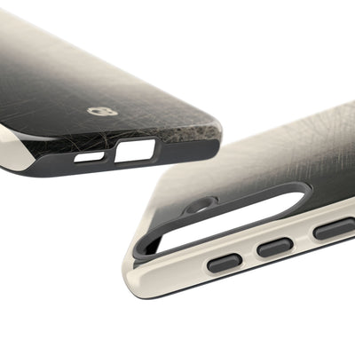 Beige Tough Phone Case for Samsung - Brutalist Graphite Grid