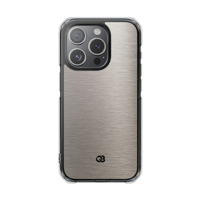 Grey Impact MagSafe Phone Case for iPhone - Brushed Nickel Linen