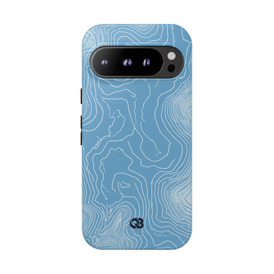 Blue Tough Phone Case for Google Pixel - Glacial Ridge Topo