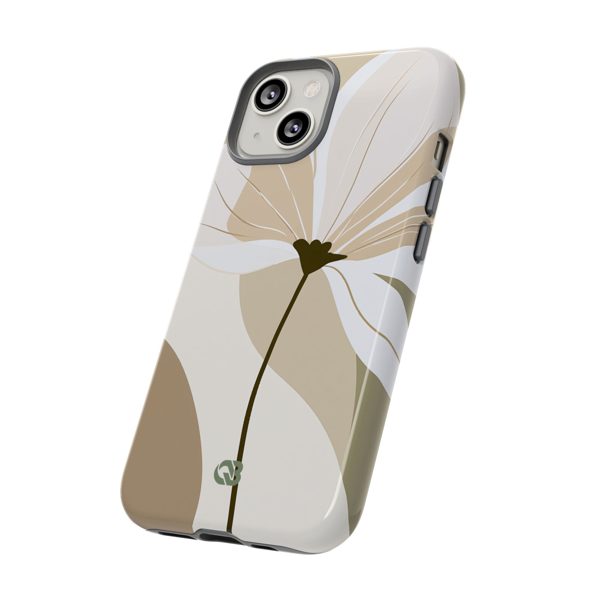 Beige Tough Phone Case for iPhone - Sage Linen Magnolia