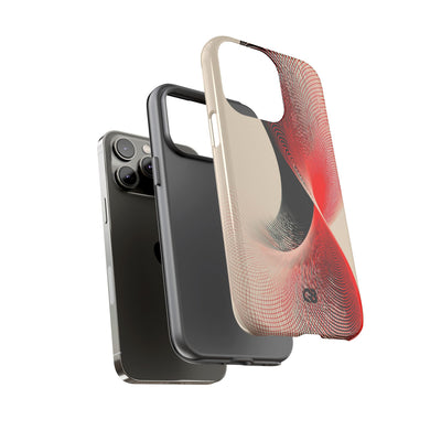 Red Tough Phone Case for iPhone - Crimson Grid Vortex