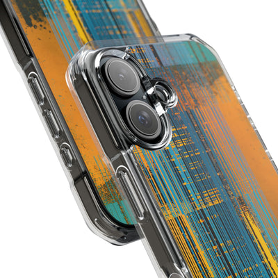 Cyber Glitch Stream · Clear Impact Magnetic Phone Case for iPhone · Teal
