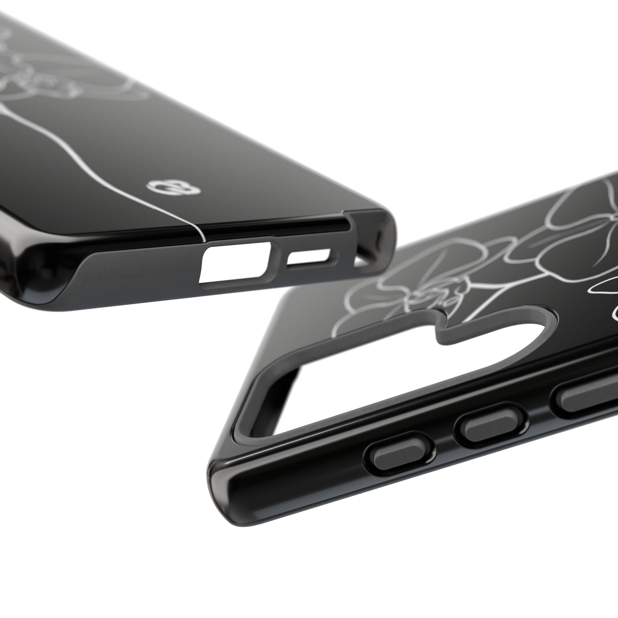 Black Tough Phone Case for Samsung - Noir Alabaster Orchid