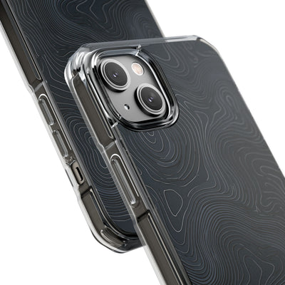 Black Impact MagSafe Phone Case for iPhone - Obsidian Ridge Topo