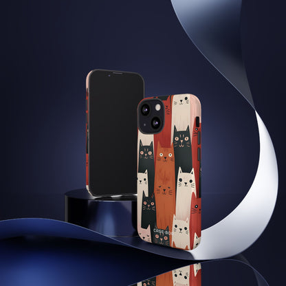 Elongated Cats Zwart iPhone 13 Mini Case - Tough