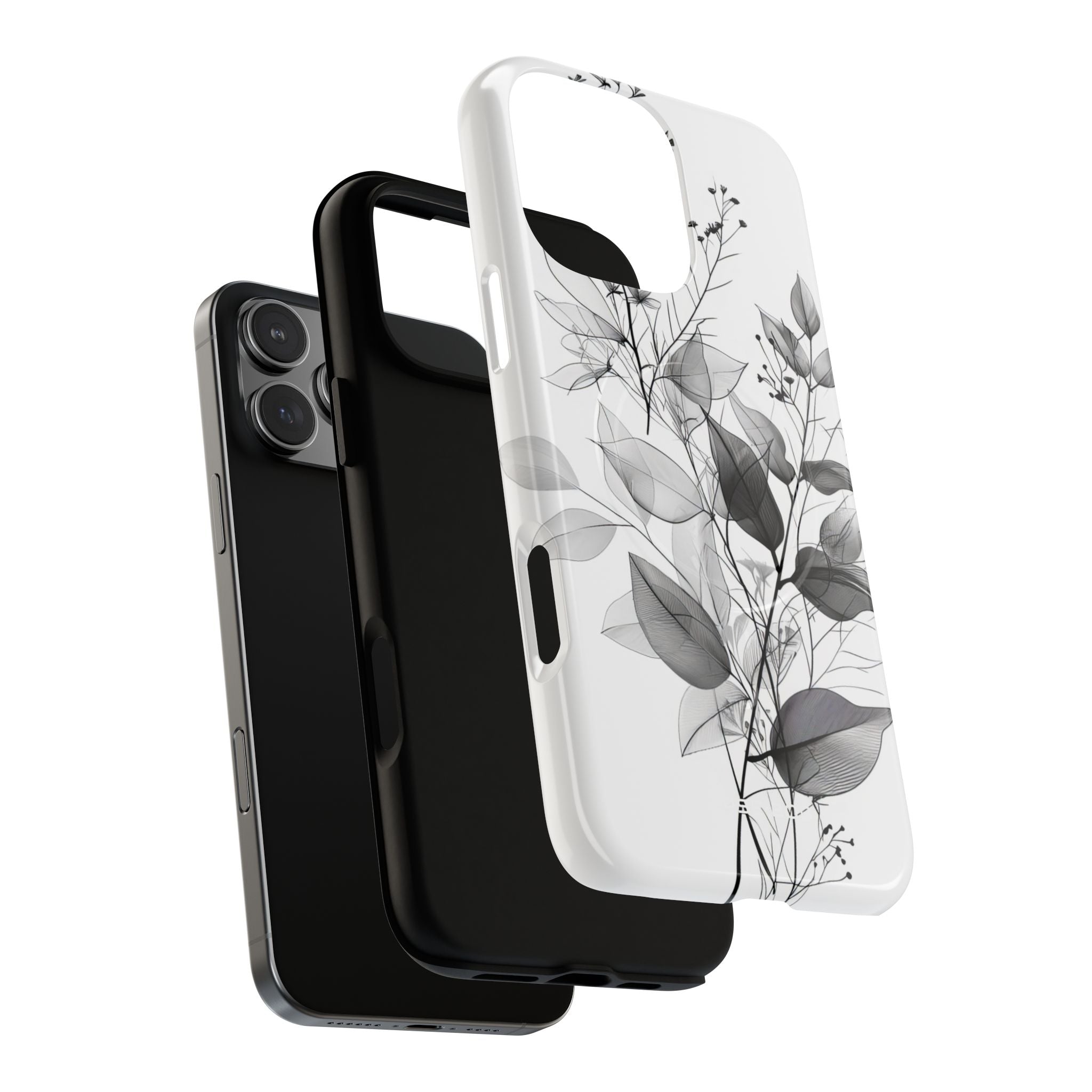 Veined Leaves Gray iPhone 16 Pro Max Case - Tough+