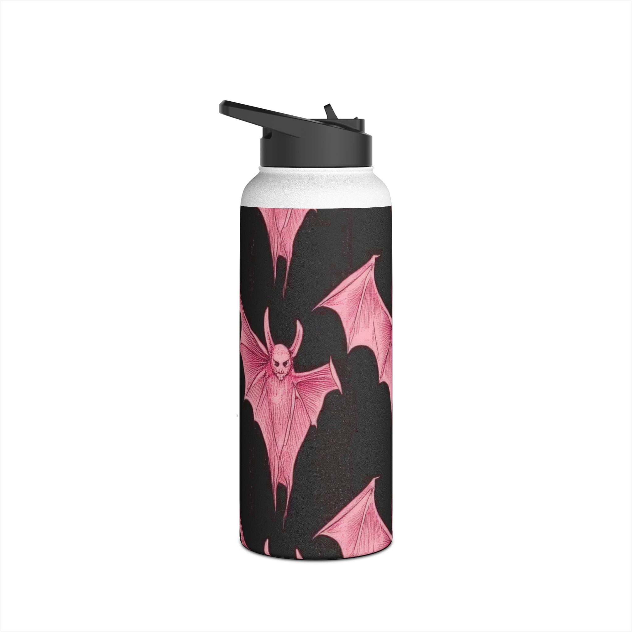 Pink Batwave - Stainless Steel Water Bottle