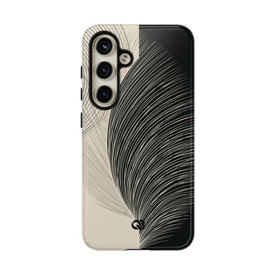 Beige Tough Phone Case for Samsung - Obsidian Cream Plume