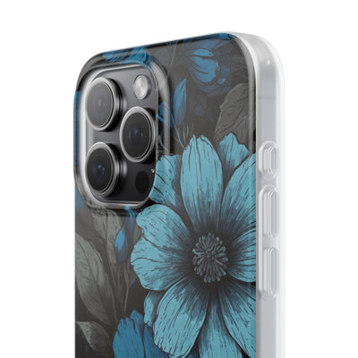 Obsidian Blue Petals · Soft Phone Case for iPhone