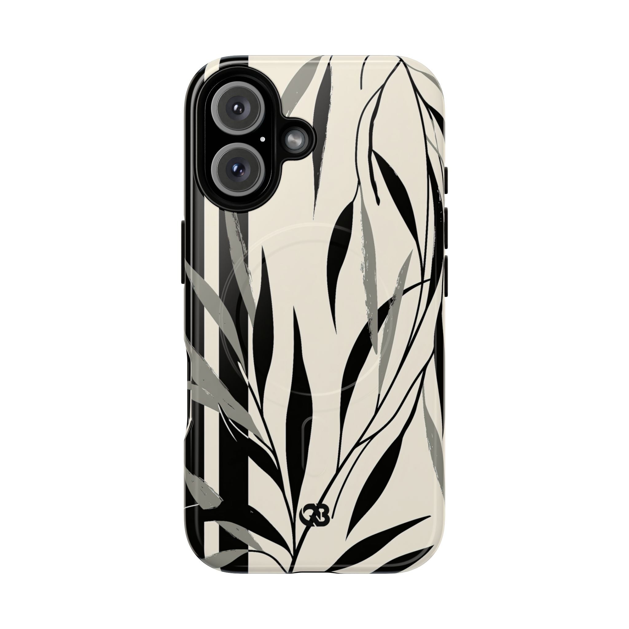 Beige Tough 2.0 Magsafe Phone Case for iPhone - Soot Leaf Sketch