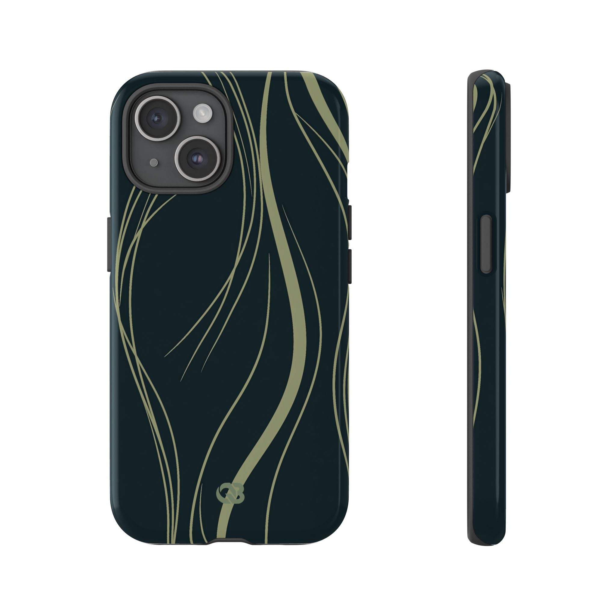 Green Tough Phone Case for iPhone - Obsidian Sage Flow